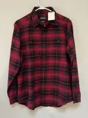 Orvis NWT Mens Red Black Plaid Shacket Medium