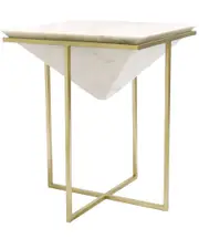 Pasargad Home Perama Marble/Stainless Steel Side Table