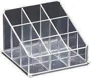 AIMALL Desktop Transparent Storage Box - Multi-Grid Cosmetic Organizer - Lipstick Shelf Display Rack for Girl's Dressing Table - Available in 9/12/16 Holes