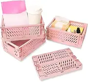 [Kalevel] Stacking Storage Bins Plastic Storage Cube Organizer Durable Storage Baskets for Home Office Organizing Living Room Pink