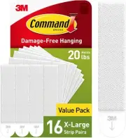 Command 20 lb XL Heavyweight Picture Hanging Strips 16 20 Pound, 16 Pairs