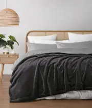 Serene Hudson Fleece and Sherpa Reverse Blanket Charcoal