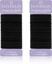 JASVERLIN Black Elastics Hair Ties, Ponytail Holders No Metal Hair Bands Scrunchies Braid Accessories for Women Girls Thick Damage-free 4mm 50 Pieces