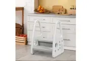 Costway 50kg Portable Step Stool 2-Tier Step LadderChair w/Security Handles for Toilet Potty Training Bathroom Kitchen Green