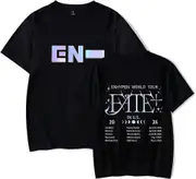 Enhypen Fate Plus World Tour T-Shirt Merch Round Neck Unisex Trendy Casual Short Sleeve Top Large