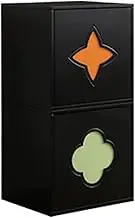 GUAWJRZDP Storage Cabinet, Wood Chest of Drawers, Black Drawer Chest, Multifunctional Combination Cabinet, Double-Layer Drawers Organizer Storage, for Bedroom, Living Room(2cabinet)