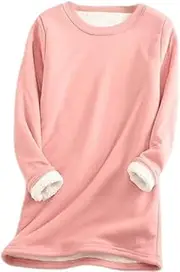[Generic] Women Warm Lined Fleece Crewneck Sport Sweatshirt Pullover Loungewear