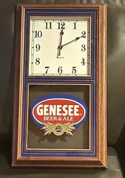Vintage Genesee Beer & Ale Clock Sign Wooden Pendulum Chapin Clock Brand New