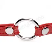 Master Series Fiery Red Pet Leather Choker With Silver Ring