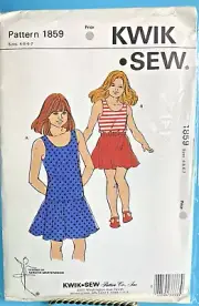 Kwik Sew 1859 Sz 4-7 Girls Top and Skirt