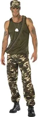 Smiffys Deluxe Khaki Camo Costume, Male