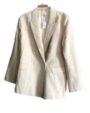 Loft Long Double Breasted Blazer Jacket Beige Size 18 NWT