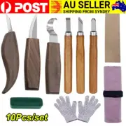 10Pcs/set Wood Chisel Tools Kit Carving Knives Woodworking Whittling Cutters Set