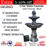 Water Feature Fountain Solar Powered Gardeon Bird Bath 3 Three-Tier Outdoor Pump