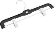 Skirt Pant Hangers Plastic Clothes 100 Black 14" Standard Size With Metal Clips