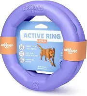 APAWLO Pets Active Ring Dog Toy for Fetch, Tug & Training (Durable, Floats) - Set of 2 (Purple, Medium)