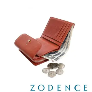 【ZODENCE】義大利植鞣革金點設計多卡短夾(橘紅)