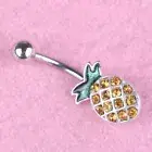 Pineapple Steel Navel Rings Crystal Belly Button Ring Bar Body Piercing NM CR
