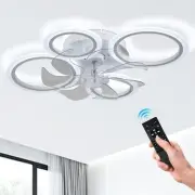 24" Dimmable Low Profile Fandelier Modern Chandelier Fan with Light, 3 Colors...