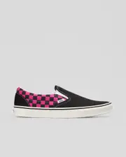 [Vans] Vans Men's Classic Slip-On Shoes in Pop Check Raspberry Rose Size 13 13 Pop Check Raspberry Rose