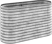vidaXL Raised Outdoor Garden Bed - Sturdy Powder-Coated Steel Frame, Spacious Oval-Shape Planter - 114x40x68 cm - Silver