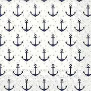 Nautical Themed Paper Napkins - 40 Count | 2 Packs of 20CT Beverage Paper Napkins | Anchor Dots Design, 5'' x 5''