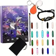 Crystal Advent Calendar Kit 24 Days Christmas Countdown Calendar Crystal Gemstones Christmas Advent for Stone Learning Collection(Stone, Necklace & Bracelet Holder), 2024
