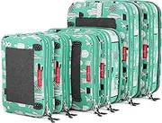 Compression Packing Cubes for Travel Organizers with Double Zipper, LeanTravel, Green Cactus - 6 pack, 6 pack