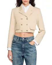 Sandro Cropped Buttoned Jacket