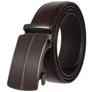 Classic Men's Cowskin Leather Belt Automatic Buckle Belt Ratchet Strap Gift Belt