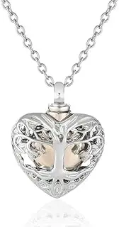 DOTUIARG Urn Cremation Tree of Life Cage Locket Ash Holder Keepsake Capsule Necklace Pendant Commemorate Jewelry for Gift