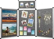 3+1 Panel Trade Show Presentation Board Trifold Poster Board with Storage Bag Grey Single Sided Tabletop Display Board Folding Panel Display for School Project Vendor Events Science Fair