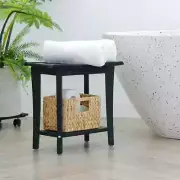 Bamboo Shower Bench Inside Shower Stool with Storage Shelf, Spa Bath Chair fo...