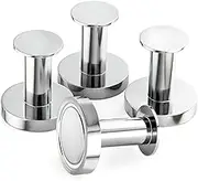 Mavoro Strong Magnetic Hooks for Hanging Coats and Bags. Set of 4 Chrome Magnet Hooks Heavy Duty Magnets. Push Pin Style Magnet Hook for Refrigerator, Locker etc (Chrome 4 Pack)