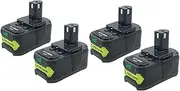 [4 Pack] 18V 6Ah Ryobi One+ Plus Compatible Batteries High Capacity Replacement for Ryobi Power Tools