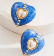 Vintage Style Enamel Pearl Earrings | Retro Studs Drops | Multiple Designs