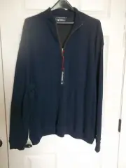 NWT: Men's Cremieux LS 1/4 Zip Pullover, Reversable Blue/Gray Shirt: XXL