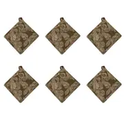 6x Belle Fig Tree Kitchen Cotton Pot/Pan Holder/Trivet 20x20cm Square Burnt OLVE