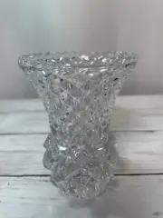 Bohemia Czech Republic Lead Crystal Vase 4.75" tall 24% Lead - Diamond Pattern