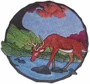 Walk in the Woods Deer Embroidered Iron on/Sew patch [6" X 6"]