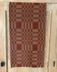 New Primitive Colonial TAN RED COVERLET TABLE RUNNER Woven Topper 56"