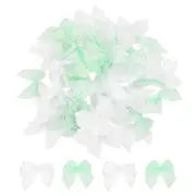 50Pcs Mini Ribbon Bows 1" Mini Fabric Satin Ribbon Flower Bows White & Green