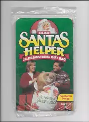 Vintage GLAD Santa's Helper Christmas Over-Sized Drawstring Gift Bag Poinsettia