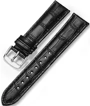 [iStrap] Genuine Calfskin Leather Watch Band 24mm 22mm 21mm 20mm 19mm 18mm Padded Strap Steel Spring Bar Buckle Super Soft for Men and Women (Three Color Choose)