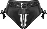 [GRRKDFQ] Women Lingerie Hollow Out Open Crotch Lace-Up Panties