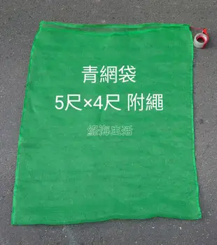 【綠海生活】16目青網袋 (5尺*5尺 約149*150cm 附繩) 綠網袋 資源回收袋 防蟲網 保特瓶回收袋