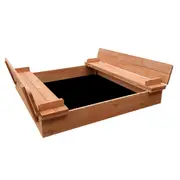 [Unbranded] Keezi Kids Sandpit Wooden Sandbox Sand Pit Foldabl