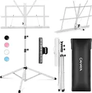 CAHAYA Foldable Music Stand Extra Stable Lightweight Portable Adjustable Music Stand & Table Stand 2 in 1 Dual Use with Carry Bag Metal White