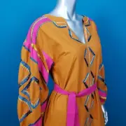 Anthropologie Stasiana Embroidered Patchwork Tunic Dress Belted Pocket XS Petite