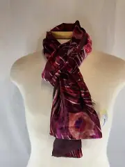Women's Collection18 Velvet Scarf Varsity Red Peacock Feather Print 68"x8”